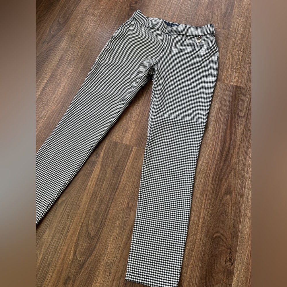 TOMMY HILFIGER Gingham Pants Black Skinny Office Teacher Preppy Old Money Size 6 - Picture 5 of 12